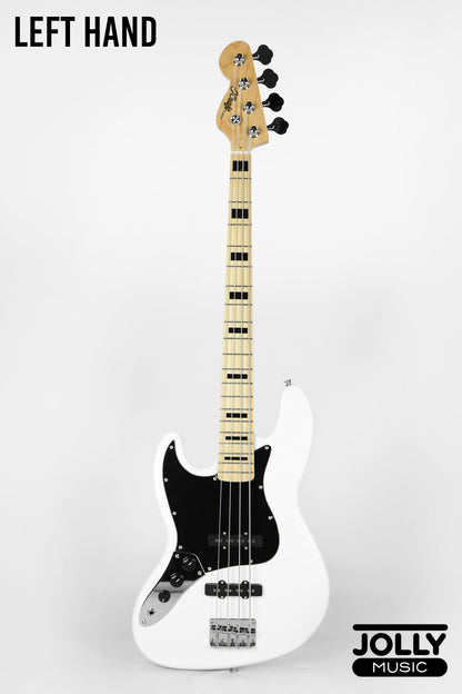 JCraft JB-1 Left Handed J-Offset 4-String Bass Guitar with Gigbag - White