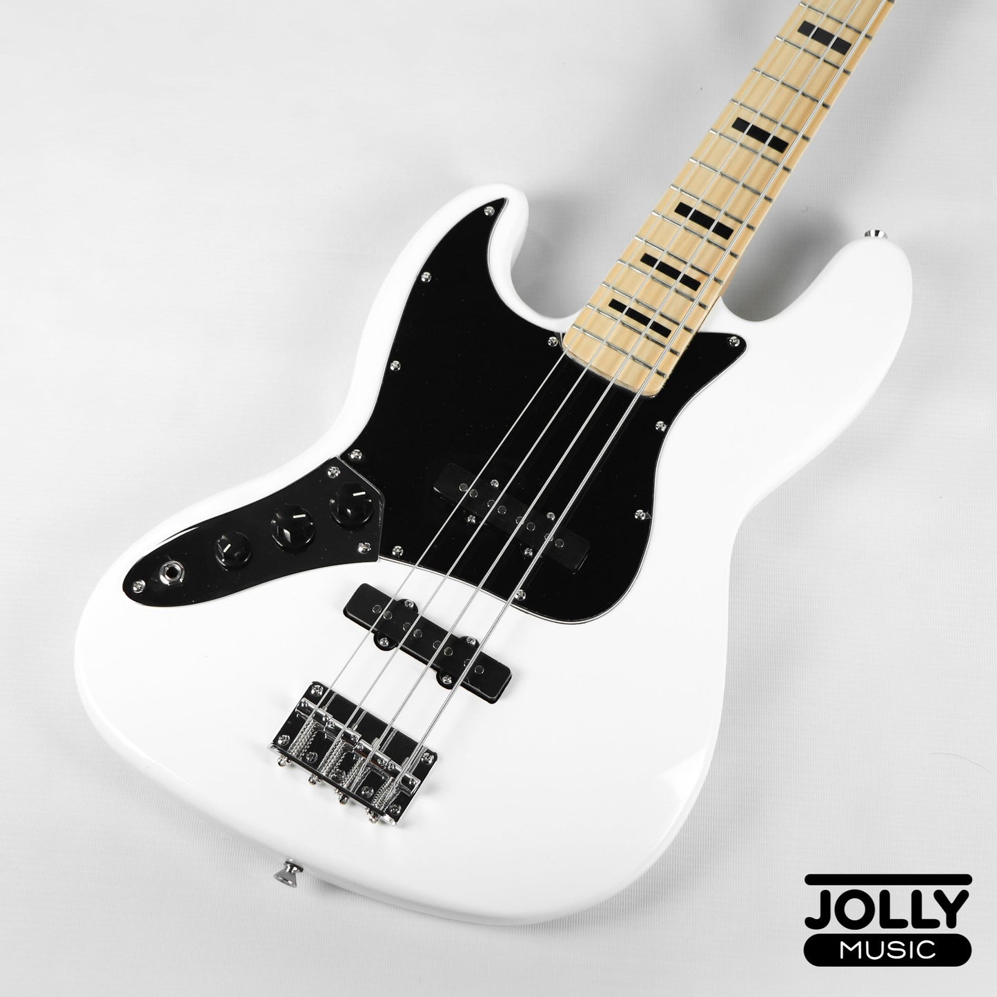 JCraft JB-1 Left Handed J-Offset 4-String Bass Guitar with Gigbag - White