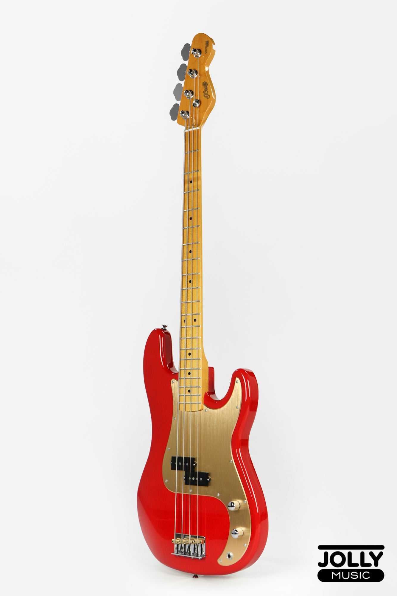 JCraft PB-3V 4-String Bass Guitar - Fiesta Red