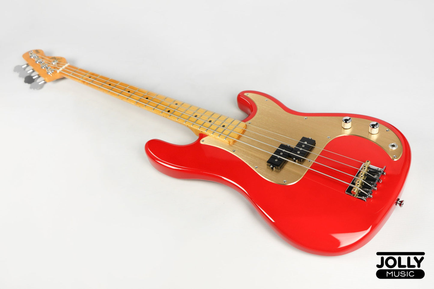 JCraft PB-3V 4-String Bass Guitar - Fiesta Red