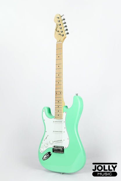 JCraft S-1 LEFT HAND Maple Neck S-Style Electric Guitar with Gigbag - Surf Green