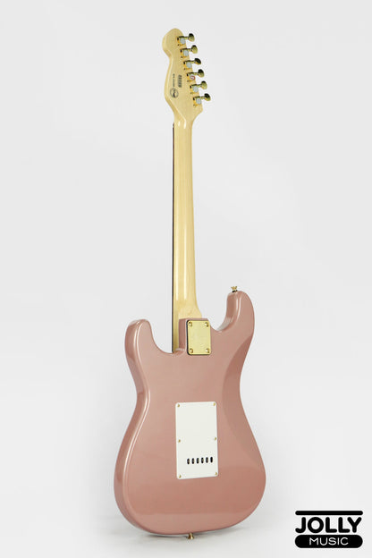 JCraft S-2HC HSS S-Style Electric Guitar - Rosewood / Rose Gold