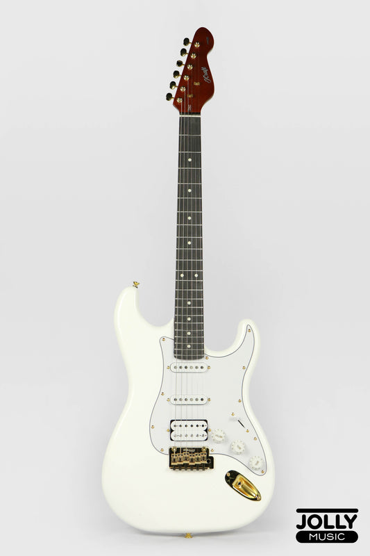 JCraft S-3H Special 2023 HSS S-Style Electric Guitar Roasted Maple Gold Hardware - Olympic White