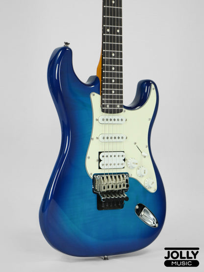 JCraft Modern Series S-3H FR24 HSS Double Locking Electric Guitar Wilkinson "Floyd" - Blue Burst Flame