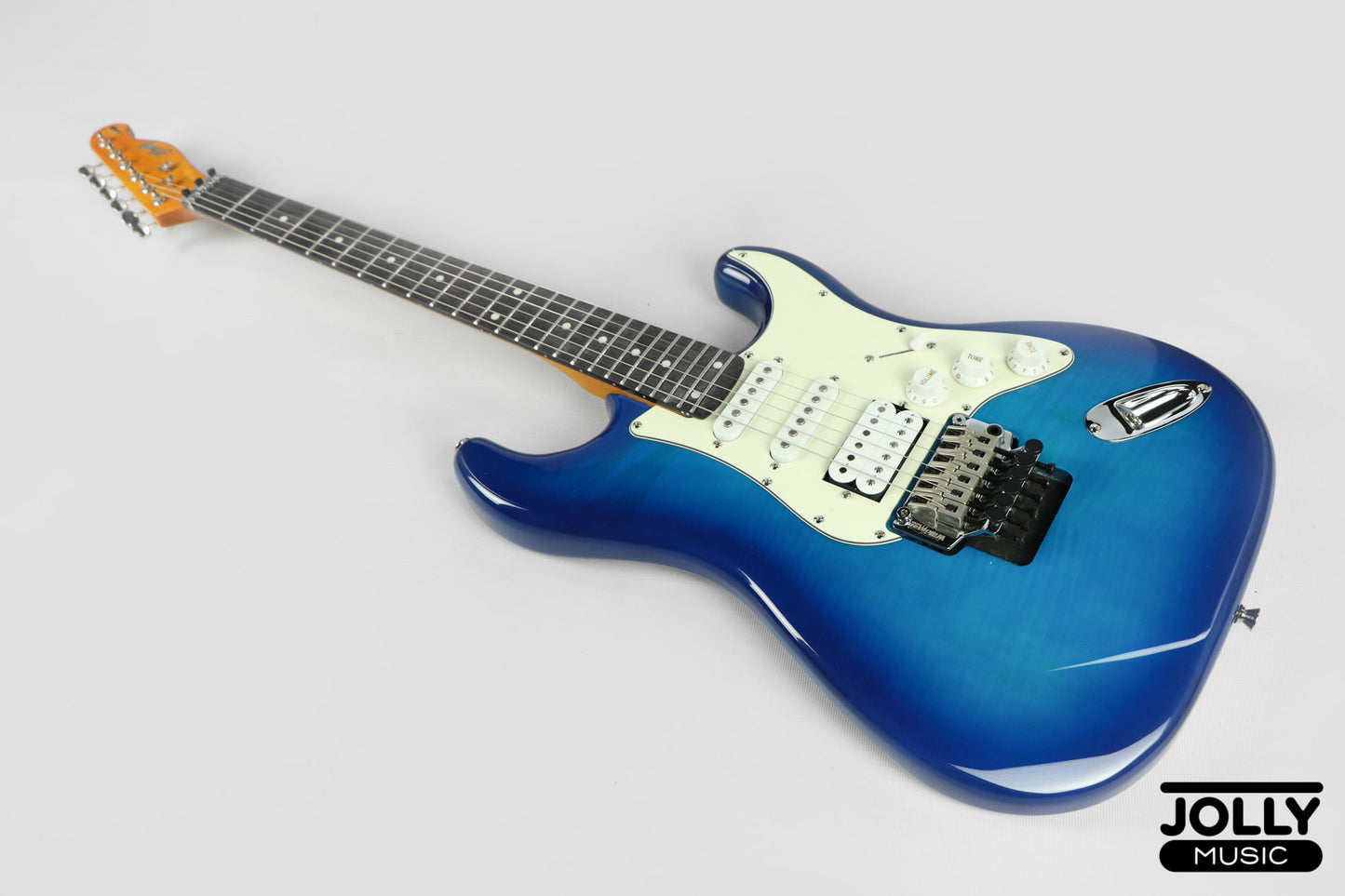 JCraft Modern Series S-3H FR24 HSS Double Locking Electric Guitar Wilkinson "Floyd" - Blue Burst Flame