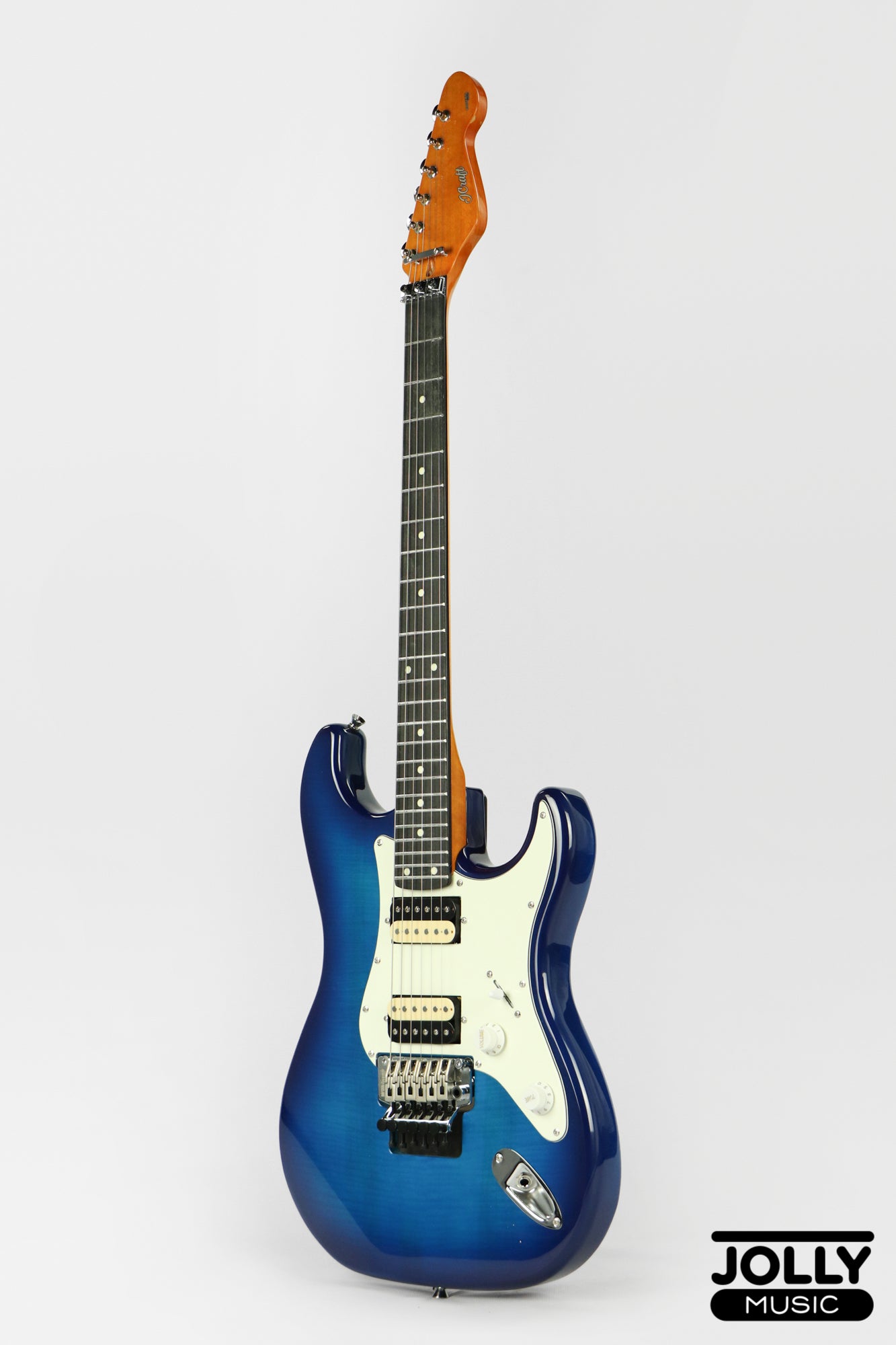 JCraft S-3H FR24 2023 HH Zebra Superstrat Electric Guitar w/ Floyd Rose - Blue Flamed Burst
