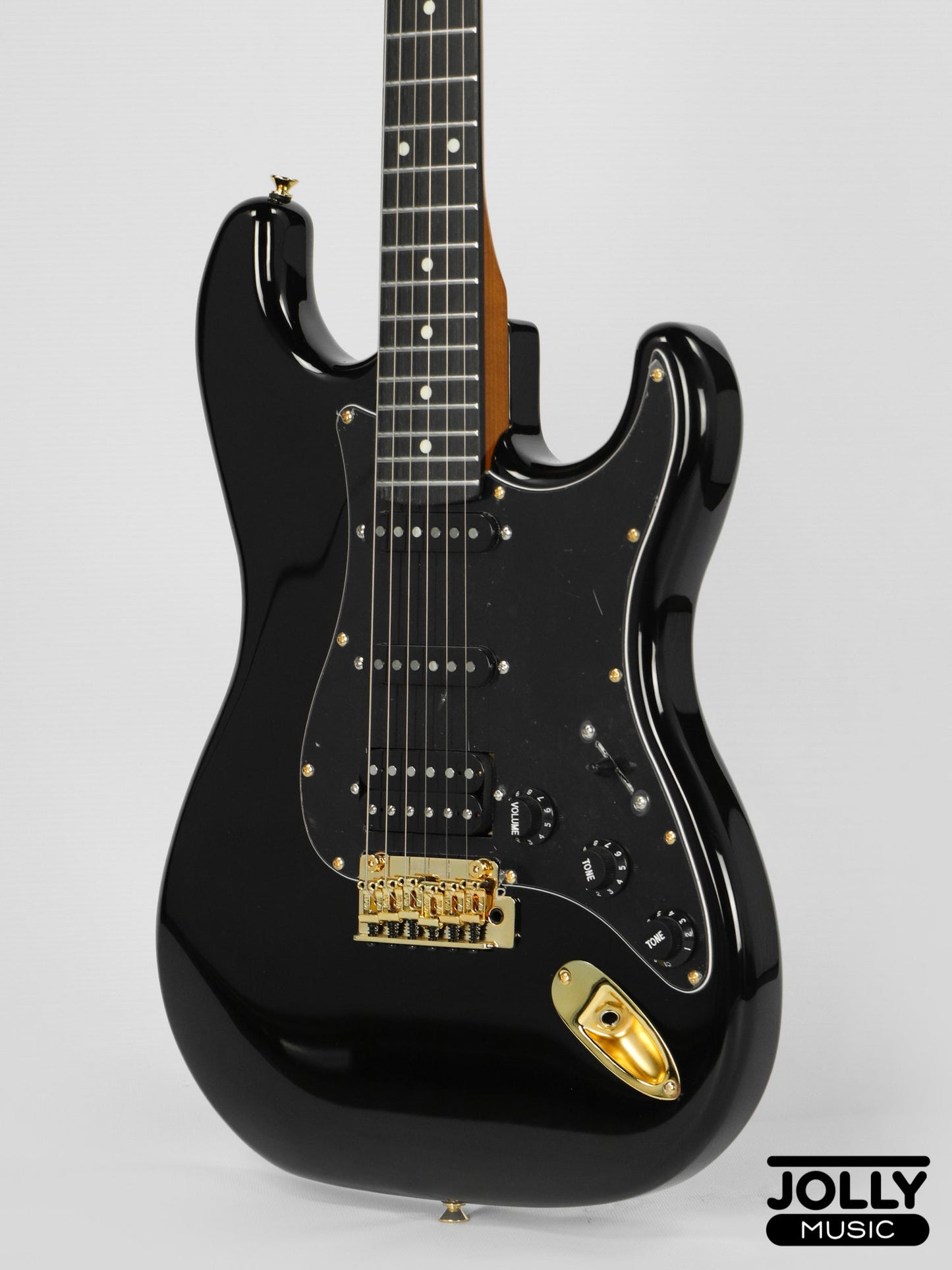 JCraft Modern Series S-3H HSS S-Style Electric Guitar Roasted Maple - Black / Gold