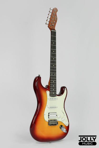 JCraft Modern Series S-3H HSS S-Style Electric Guitar Roasted Maple - Tobaco Sunburst Flamed