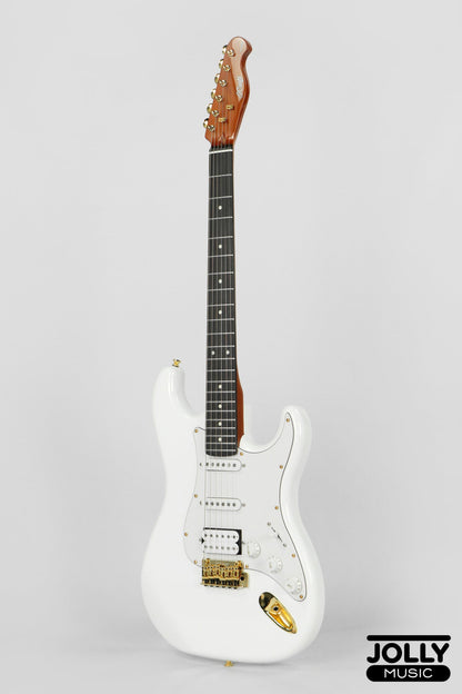 JCraft Modern Series S-3H HSS S-Style Electric Guitar Roasted Maple - Olympic White / Gold