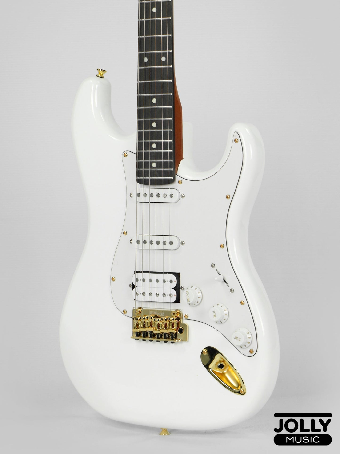 JCraft Modern Series S-3H HSS S-Style Electric Guitar Roasted Maple - Olympic White / Gold