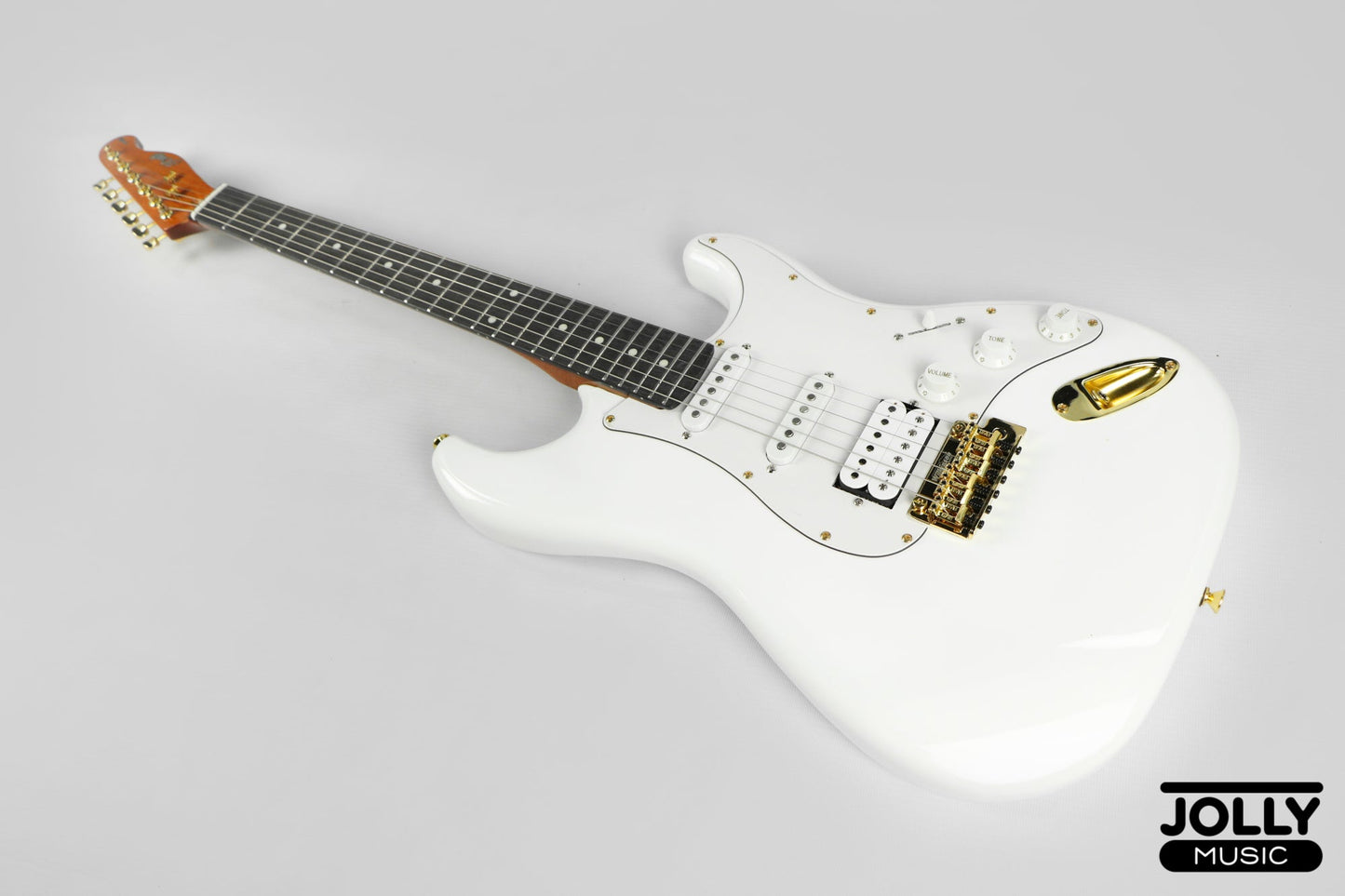 JCraft Modern Series S-3H HSS S-Style Electric Guitar Roasted Maple - Olympic White / Gold