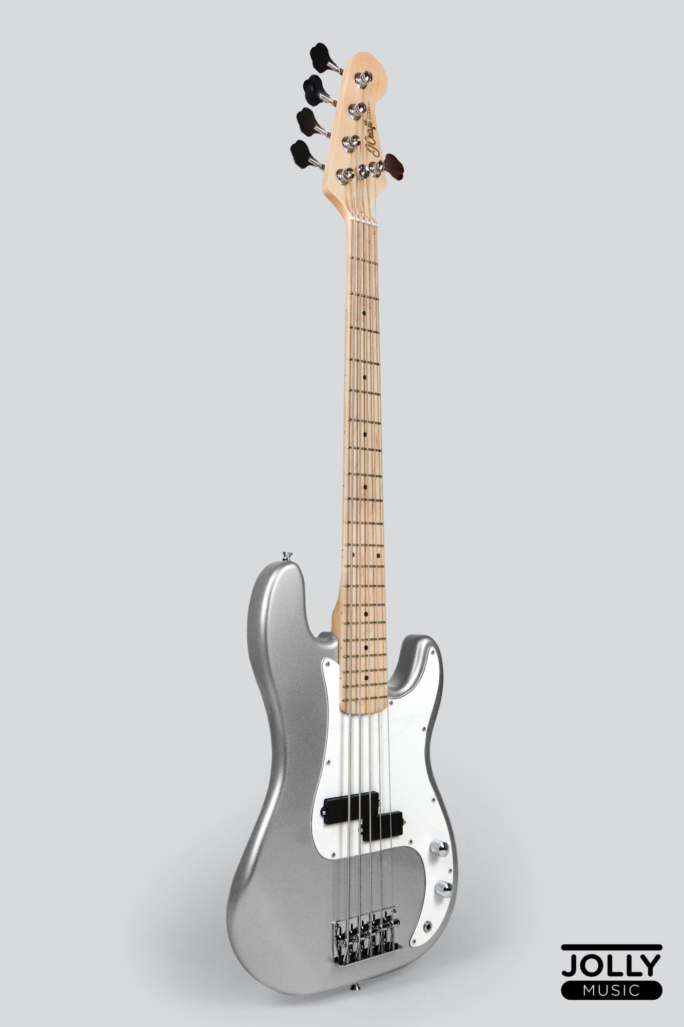 JCraft PB-1 5-String Electric Bass Guitar with Gigbag - Silver Sky