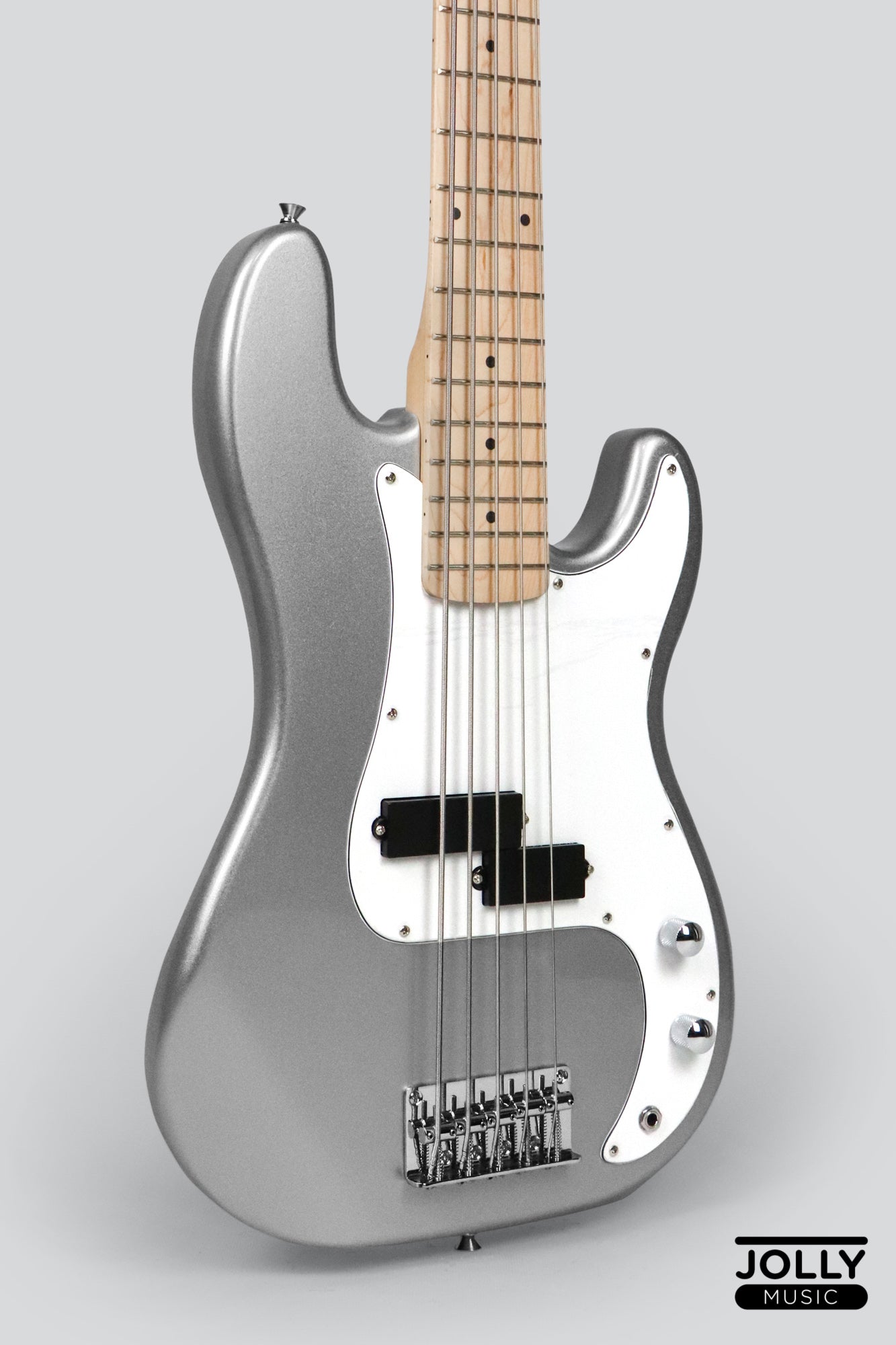 JCraft PB-1 5-String Electric Bass Guitar with Gigbag - Silver Sky