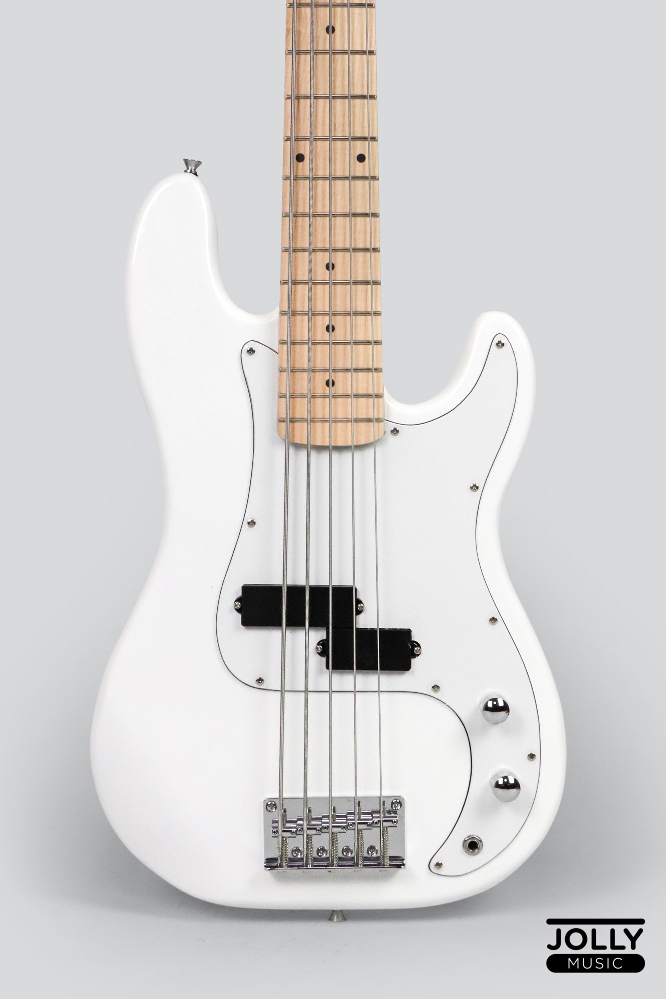 JCraft PB-1 5-String Electric Bass Guitar with Gigbag - Triple White