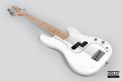 JCraft PB-1 5-String Electric Bass Guitar with Gigbag - Triple White