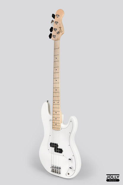 JCraft PB-1 4-String Electric Bass Guitar with Gigbag - Triple White