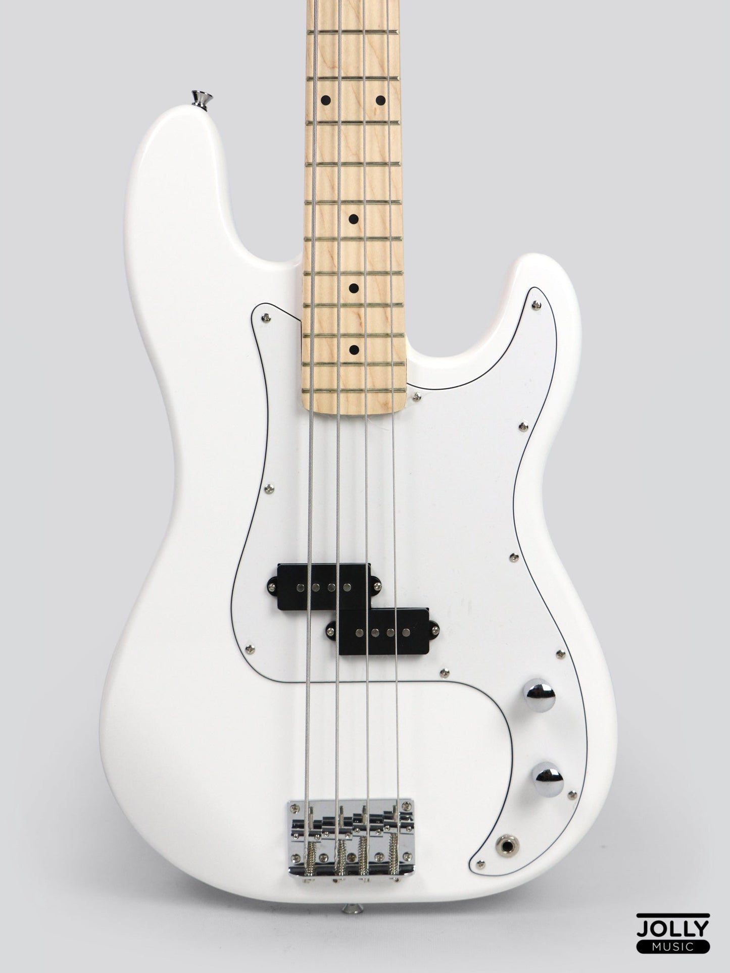 JCraft PB-1 4-String Electric Bass Guitar with Gigbag - Triple White