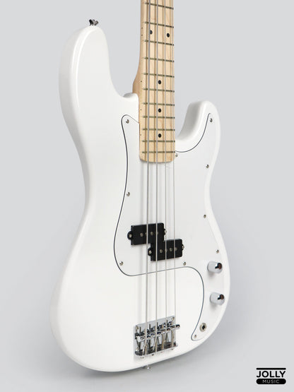 JCraft PB-1 4-String Electric Bass Guitar with Gigbag - Triple White