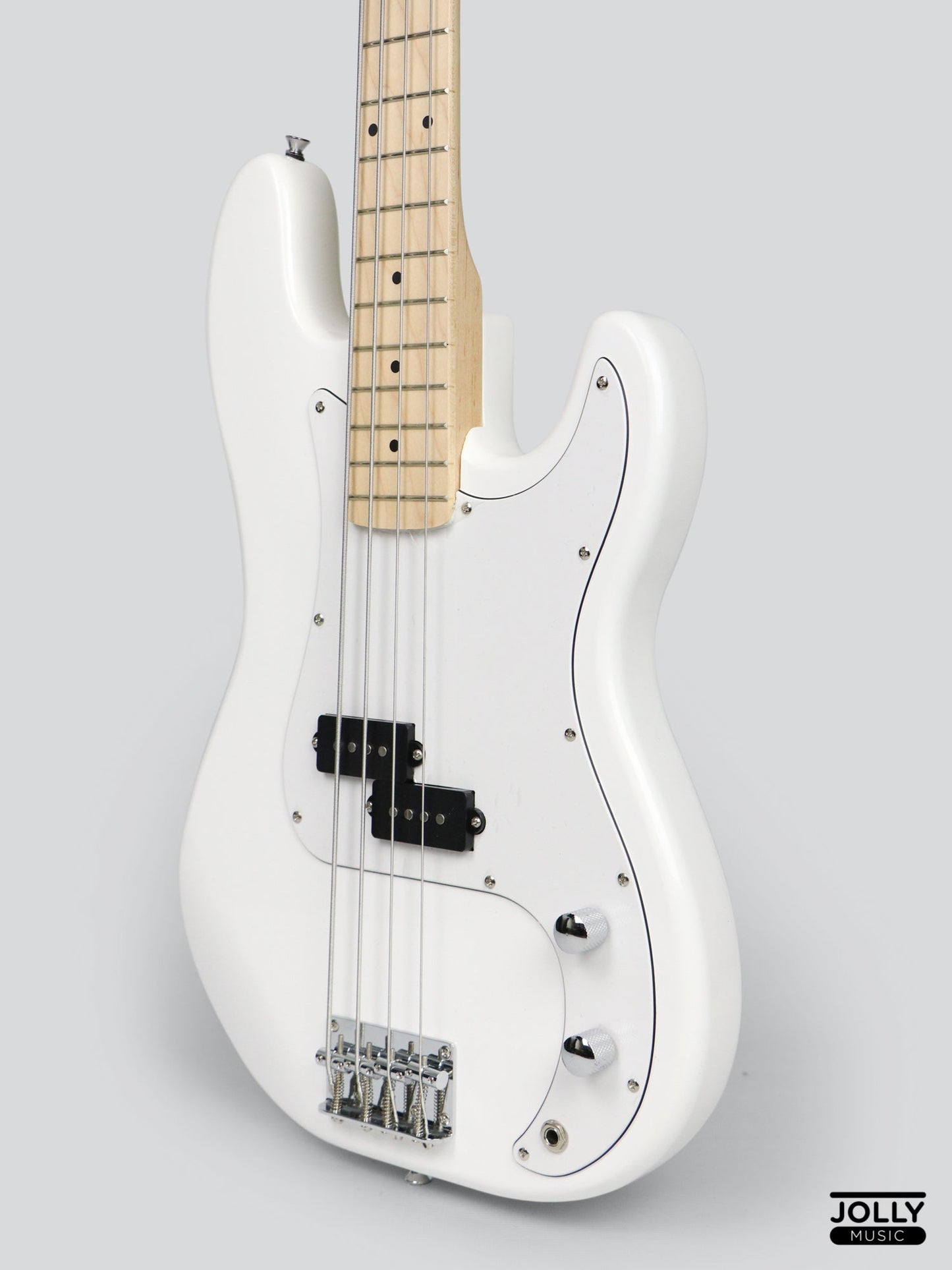 JCraft PB-1 4-String Electric Bass Guitar with Gigbag - Triple White