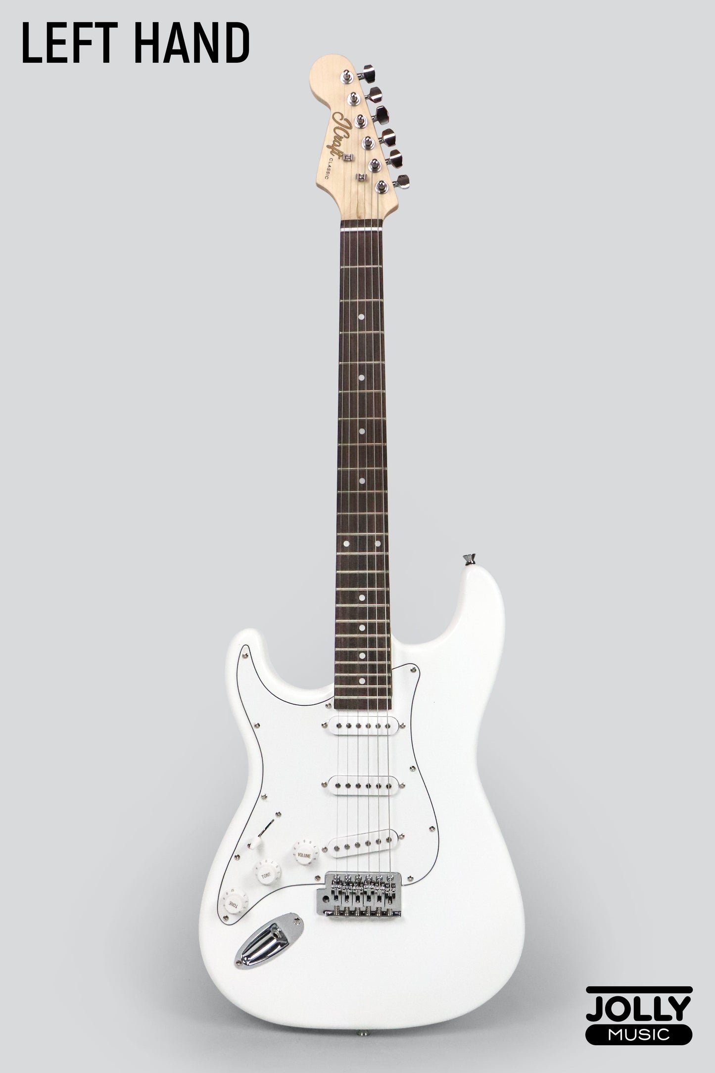 JCraft S-1 LEFT HAND S-Style Electric Guitar with Gigbag - White