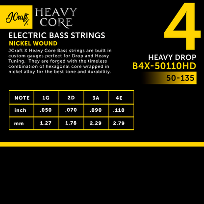 JCraft X Heavy Core 4-String Electric Bass Guitar String 50-110